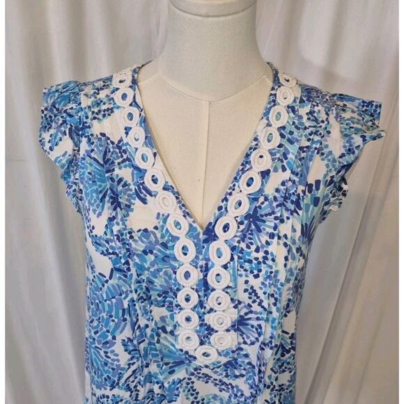 Lilly Pulitzer Turquoise Oasis Shell Me You Love Me Joan Tunic Dress XXS - Picture 3 of 6
